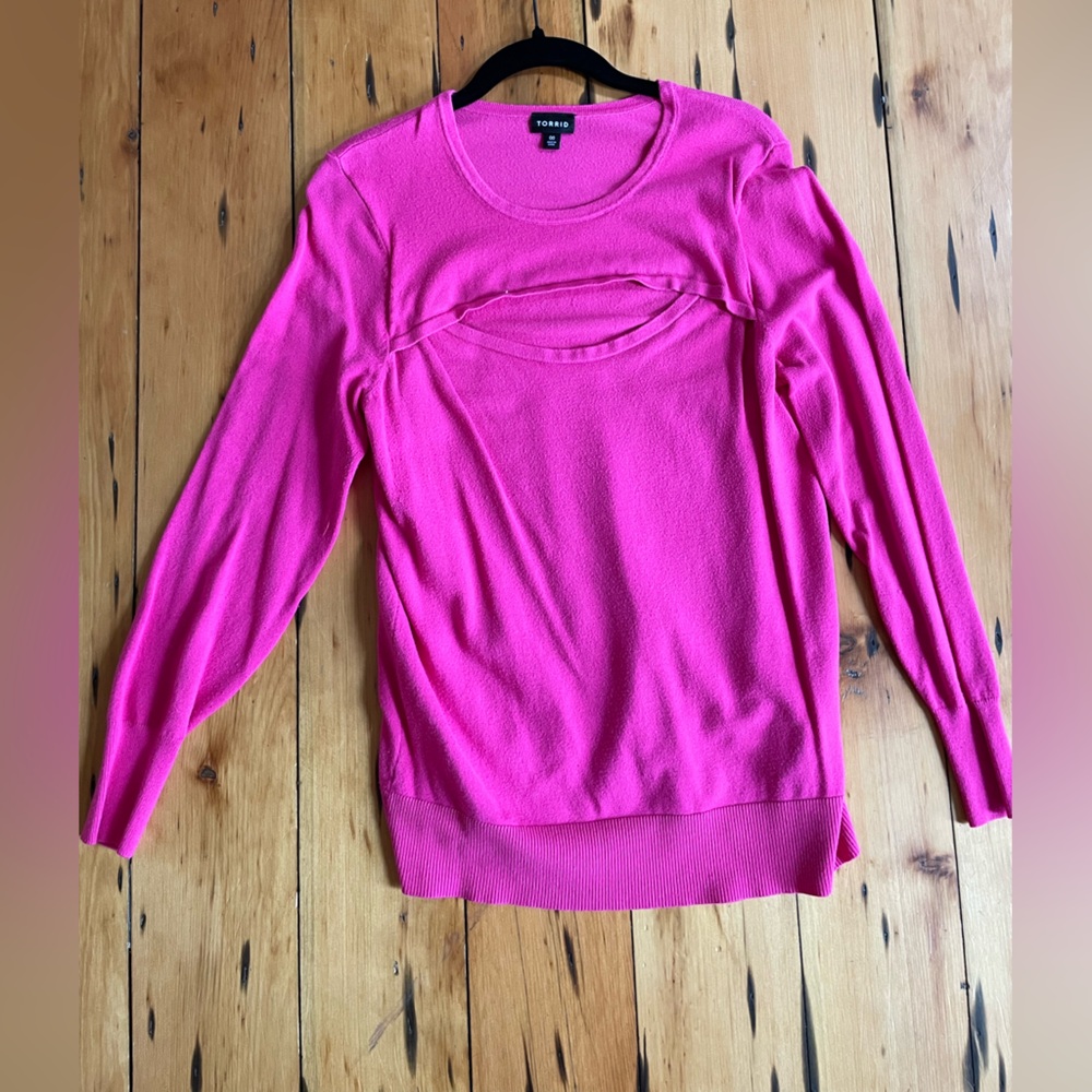 Torrid hot pink cutout sweater
